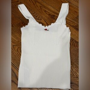 MNG White Knit Sweater with rose